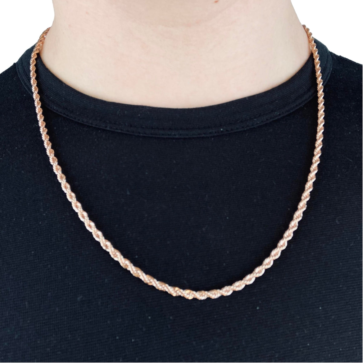 3mm Rose Gold Rope Chain - Stainless Steel 24 Inches