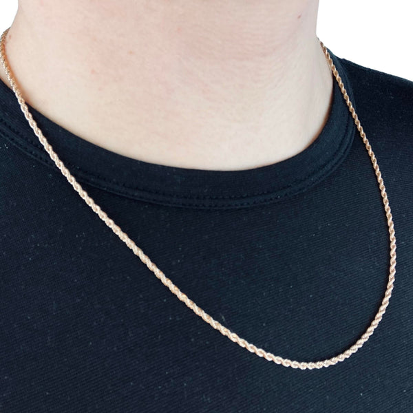 2mm Rose Gold Rope Chain - Stainless Steel