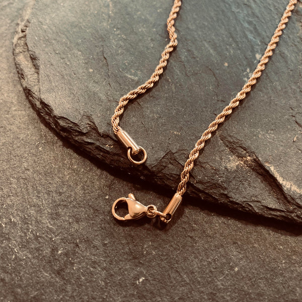 2mm Rose Gold Rope Chain - Stainless Steel