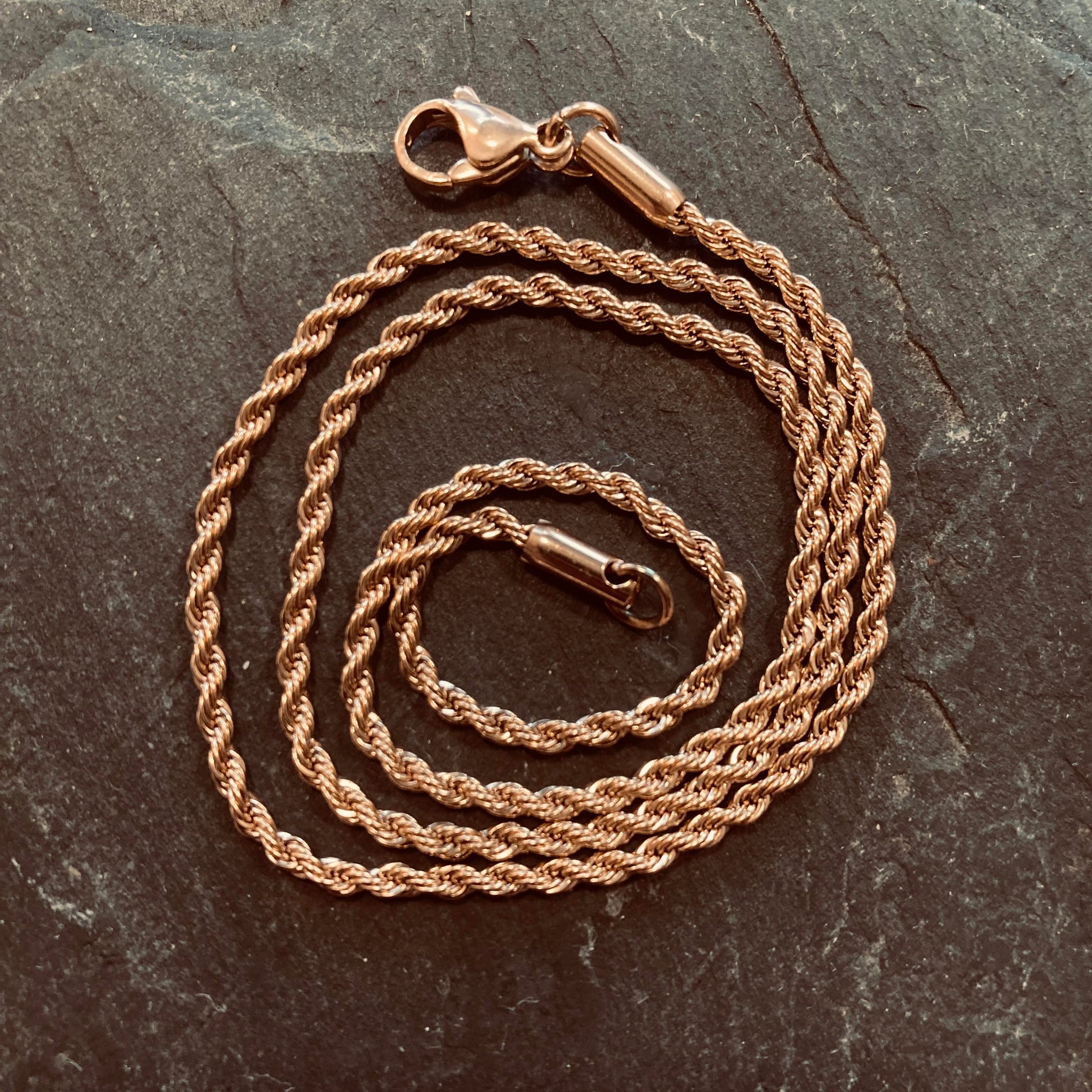 2mm Rose Gold Rope Chain - Stainless Steel