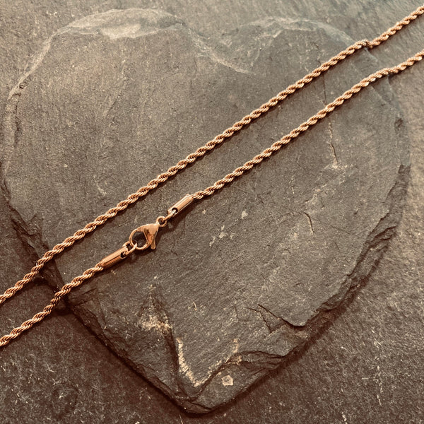 2mm Rose Gold Rope Chain - Stainless Steel