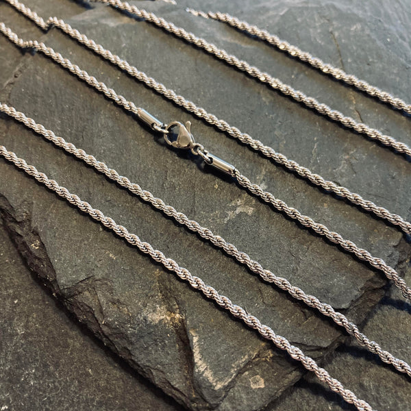 2mm Silver Rope Chain - Stainless Steel