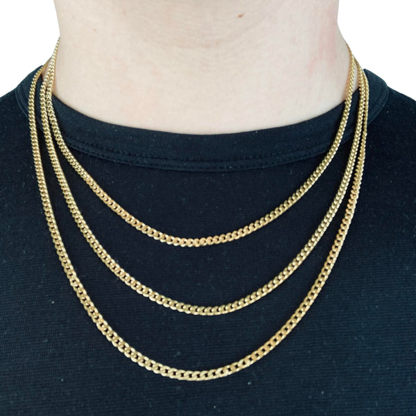 3mm Gold Cuban Link Chain - Stainless Steel