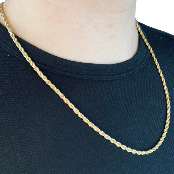 3mm Gold Rope Chain - Stainless Steel