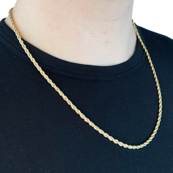 3mm Gold Rope Chain - Stainless Steel