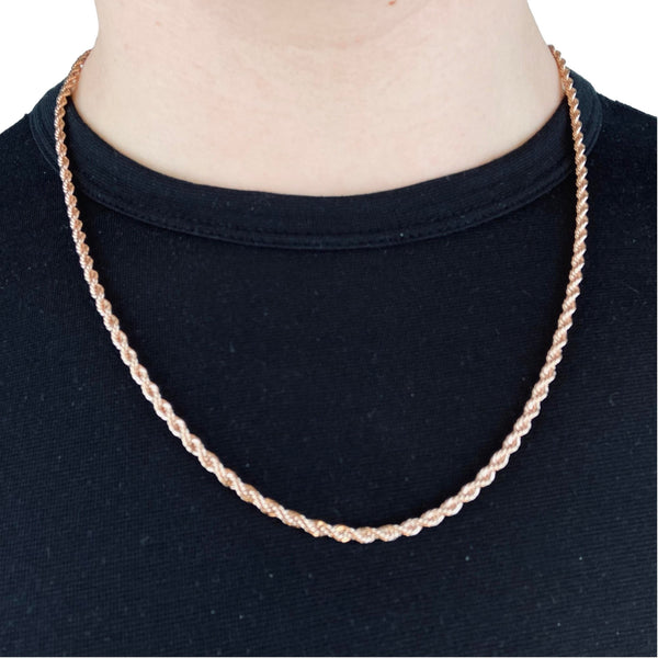 3mm Rose Gold Rope Chain - Stainless Steel