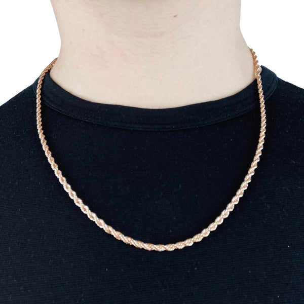 3mm Rose Gold Rope Chain - Stainless Steel