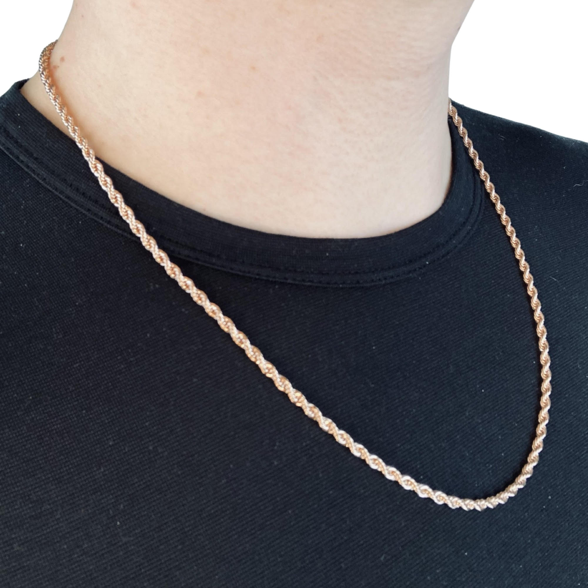 3mm Rose Gold Rope Chain - Stainless Steel 18 Inches