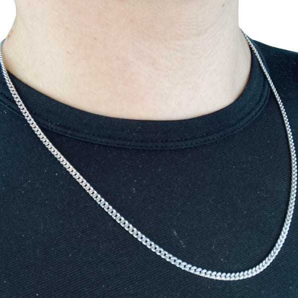 3mm Silver Cuban Link Chain - Stainless Steel