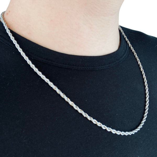 3mm Silver Rope Chain - Stainless Steel