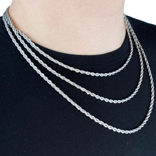 3mm Silver Rope Chain - Stainless Steel