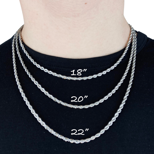 3mm Silver Rope Chain - Stainless Steel