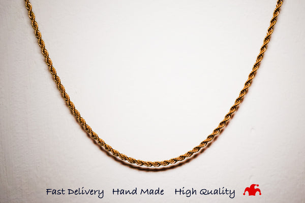 3mm Gold Rope Chain - Stainless Steel