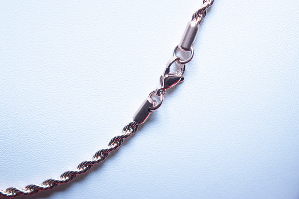 3mm Rose Gold Rope Chain - Stainless Steel