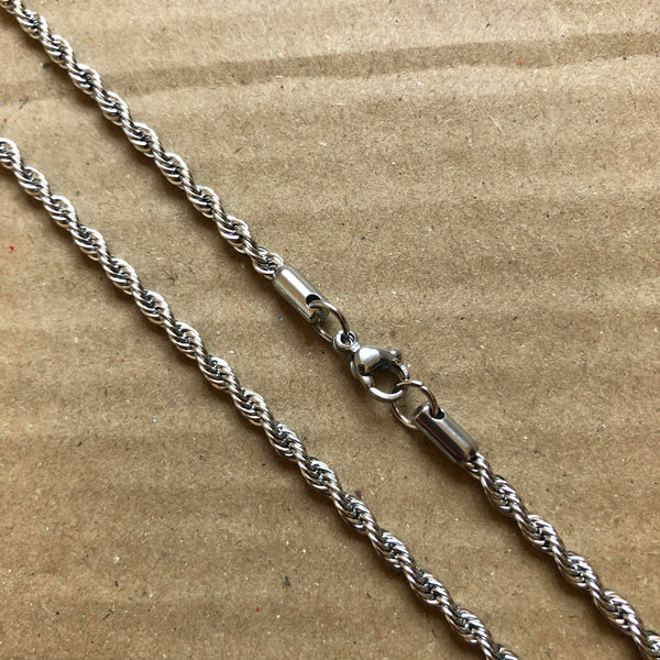 3mm Silver Rope Chain - Stainless Steel