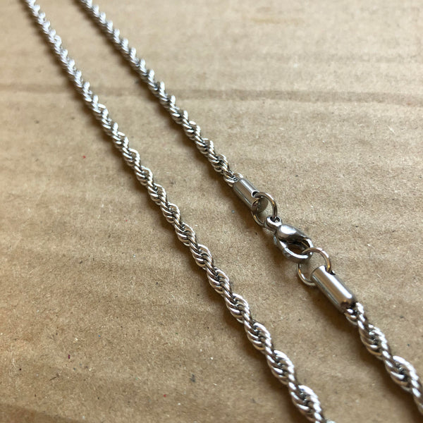 3mm Silver Rope Chain - Stainless Steel