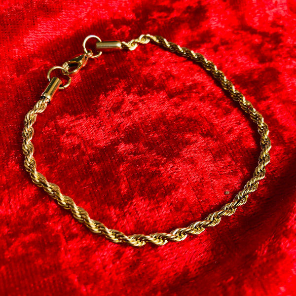 3mm Gold Rope Bracelet