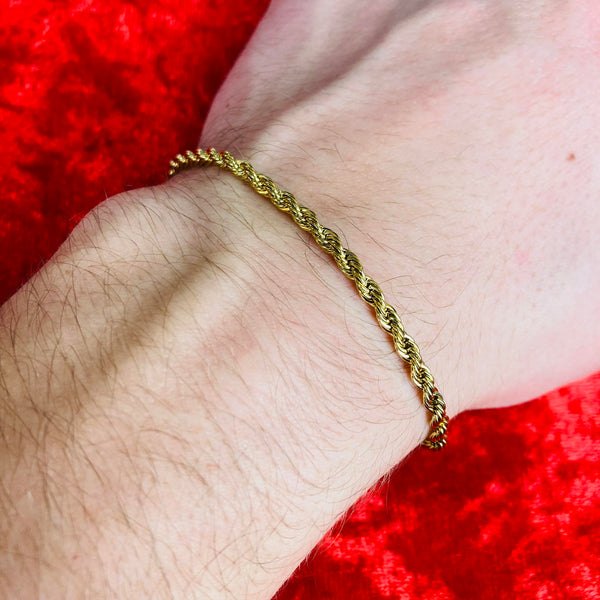 3mm Gold Rope Bracelet