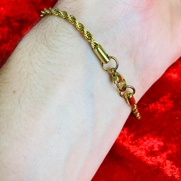 3mm Gold Rope Bracelet