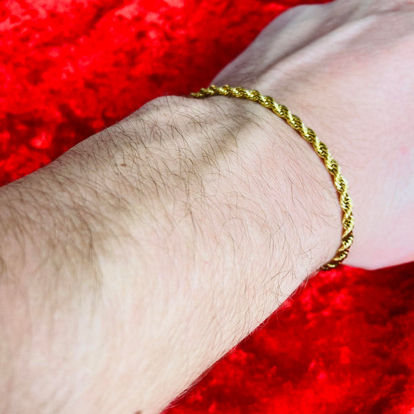 3mm Gold Rope Bracelet