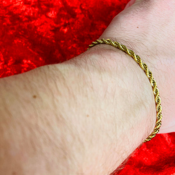 3mm Gold Rope Bracelet