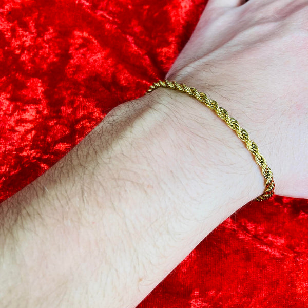 3mm Gold Rope Bracelet