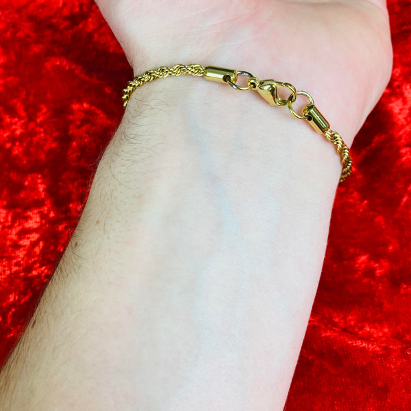 3mm Gold Rope Bracelet