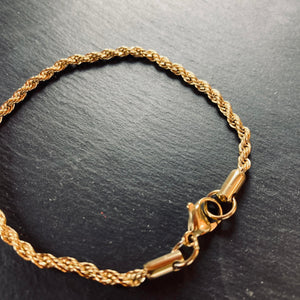 3mm Gold Rope Bracelet