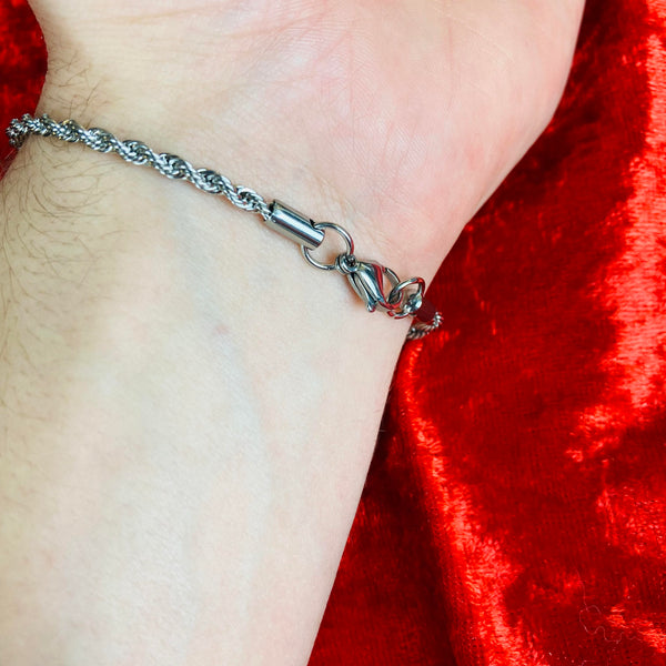 3mm Silver Rope Bracelet