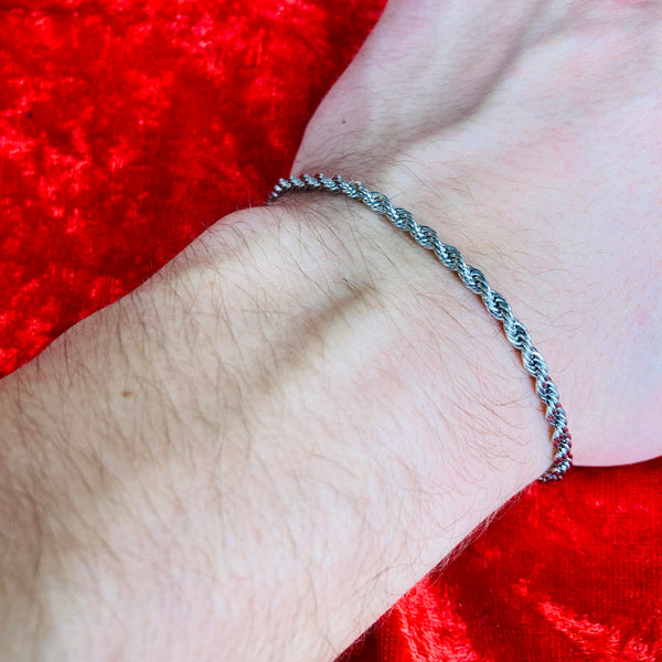 3mm Silver Rope Bracelet