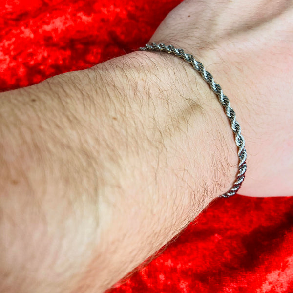 3mm Silver Rope Bracelet