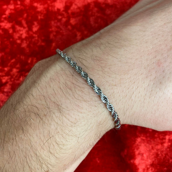 3mm Silver Rope Bracelet