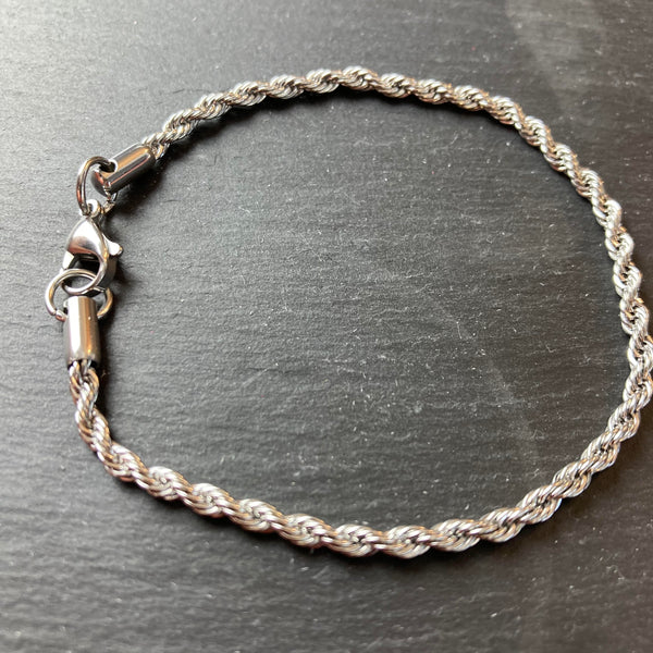 3mm Silver Rope Bracelet