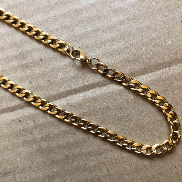 5mm Gold Cuban Link Chain - Stainless Steel