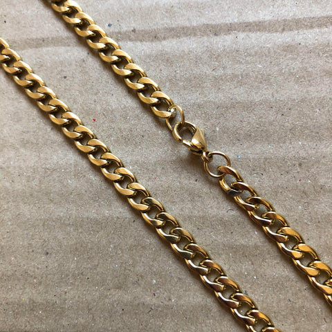 5mm Gold Cuban Link Chain - Stainless Steel