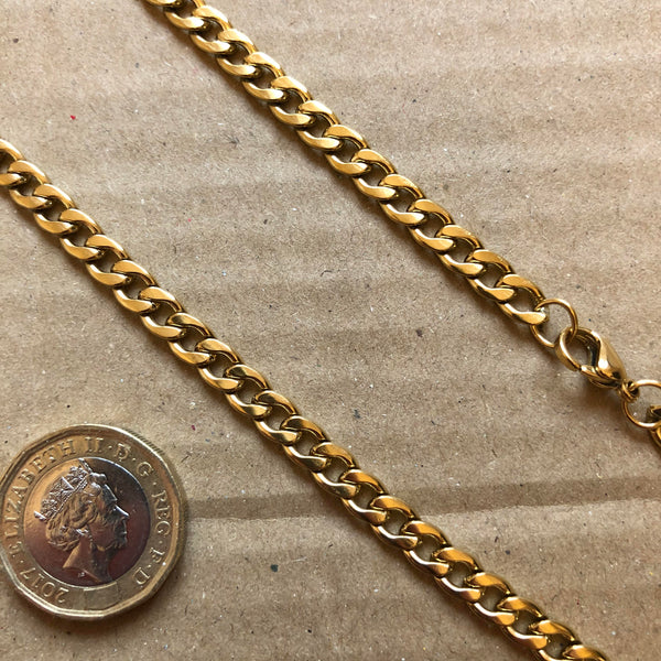 5mm Gold Cuban Link Chain - Stainless Steel