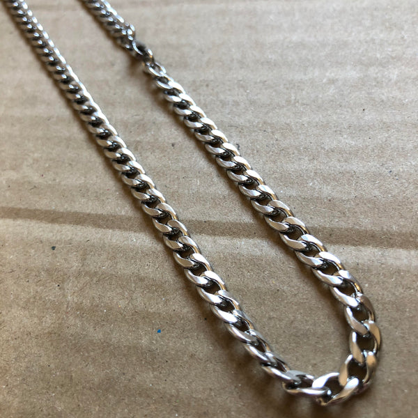 5mm Silver Cuban Link Chain - Stainless Steel