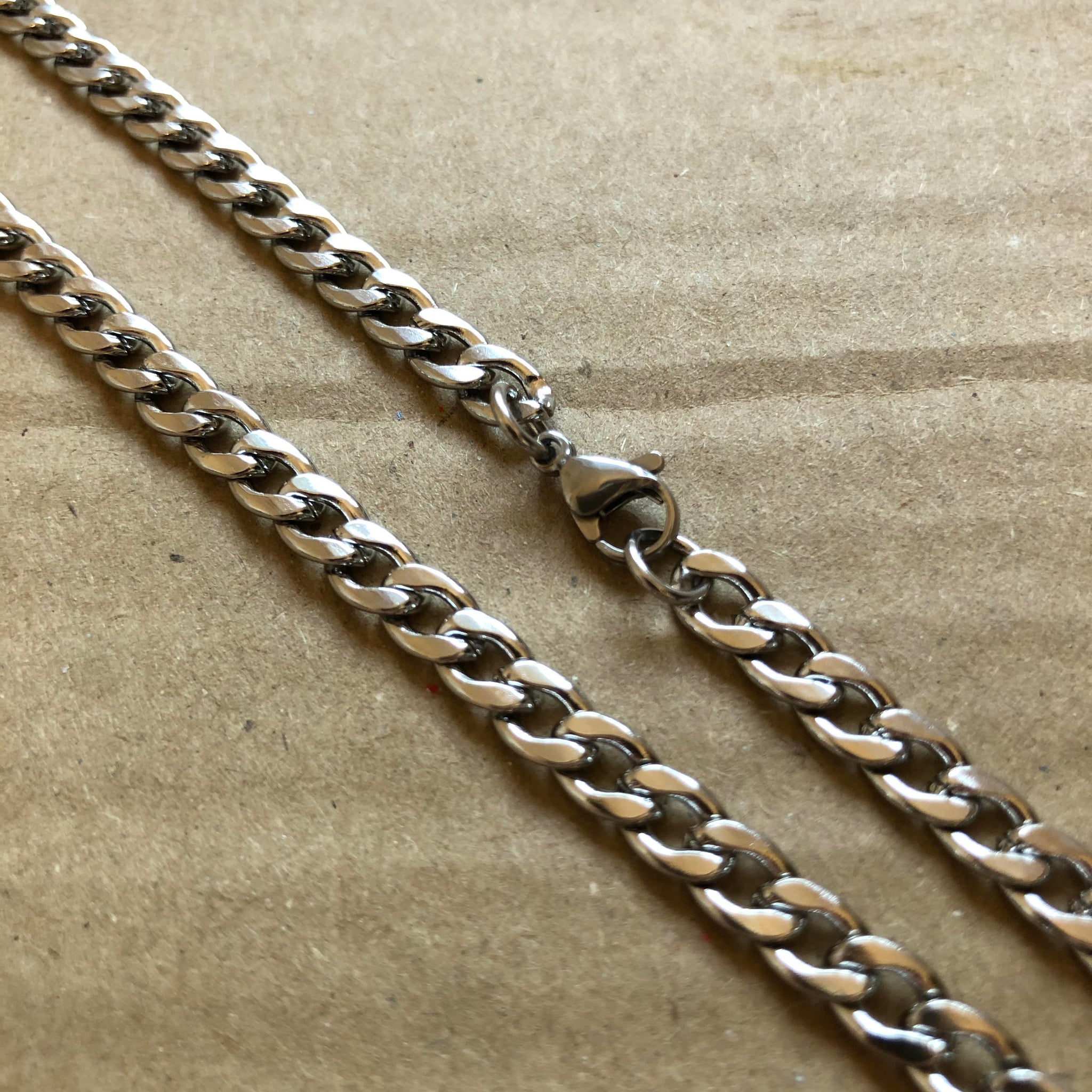 5mm Silver Cuban Link Chain - Stainless Steel