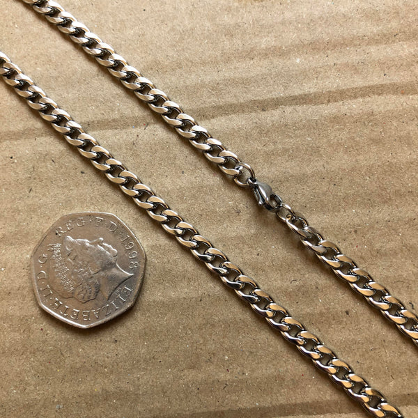 5mm Silver Cuban Link Chain - Stainless Steel